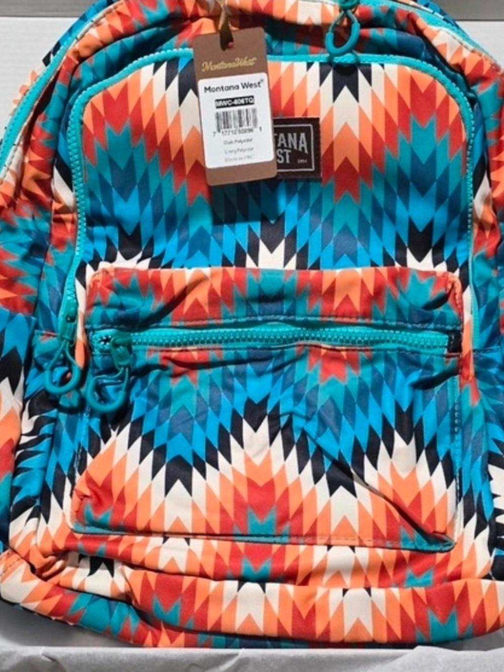 Montana West Turquoise & Orange Geometric Backpack